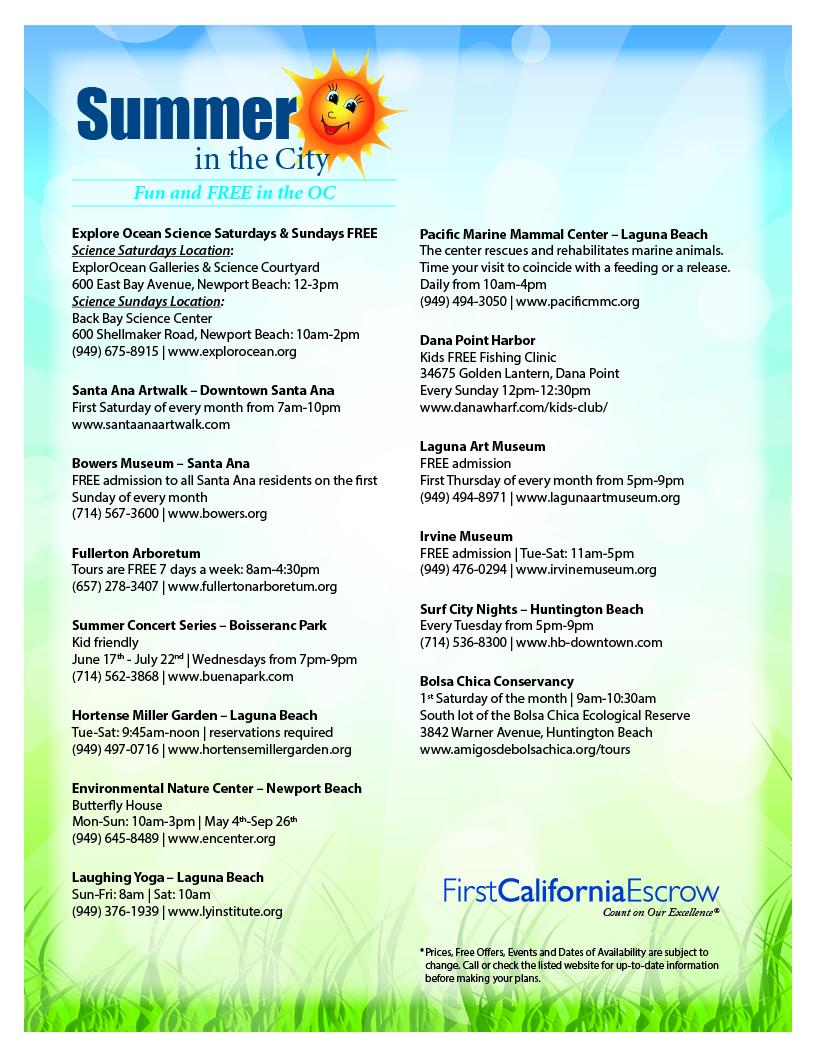 FirstCAEscrow's tweet image. Summer in the City -- Free Things To Do in #OrangeCounty

#SummerinOC #OC #TheOC