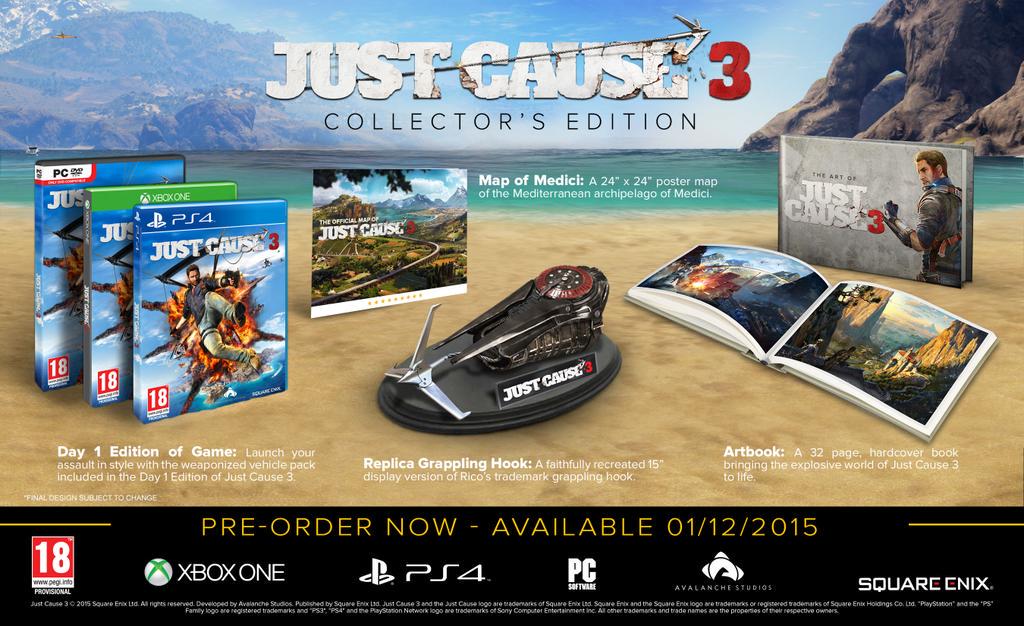 Collector's Edition for #JustCause3 also revealed. Contains replica grappling hook for replica use only.