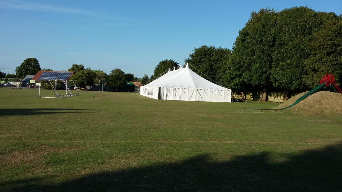 SheprethFair's tweet photo. Marquee arrived and up, rec cut and looking smart, Shepreth Summer Fair this Saturday from 2pm...FREE evening event http://t.co/XIoNiMljXQ