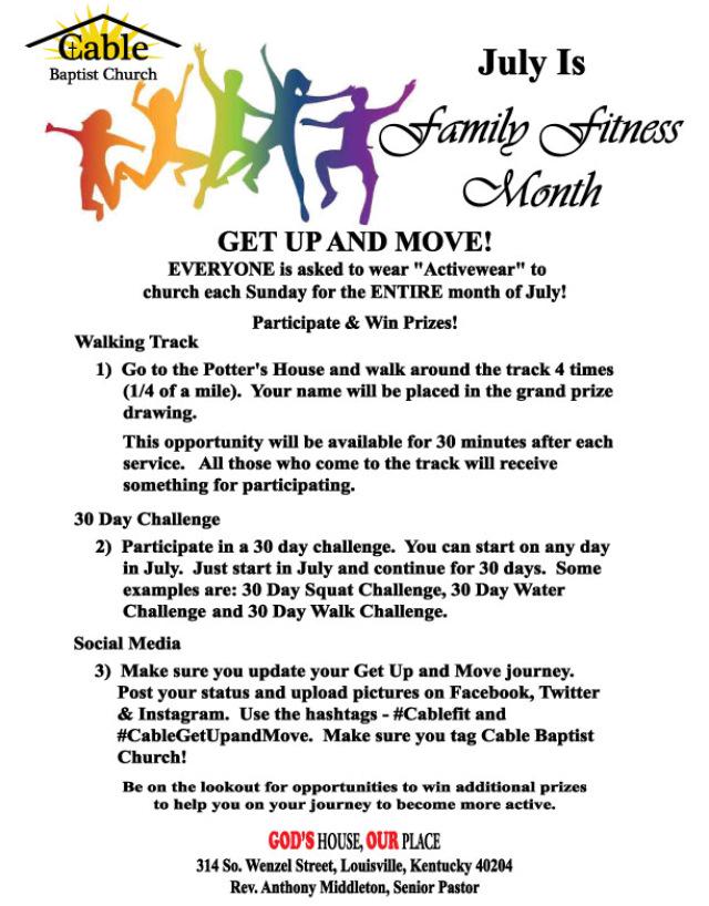 CableMBC's tweet photo. Don't forget to wear your activewear to church and participate! #CableFit #CableGetUpandMove http://t.co/RrDPvIN0OQ