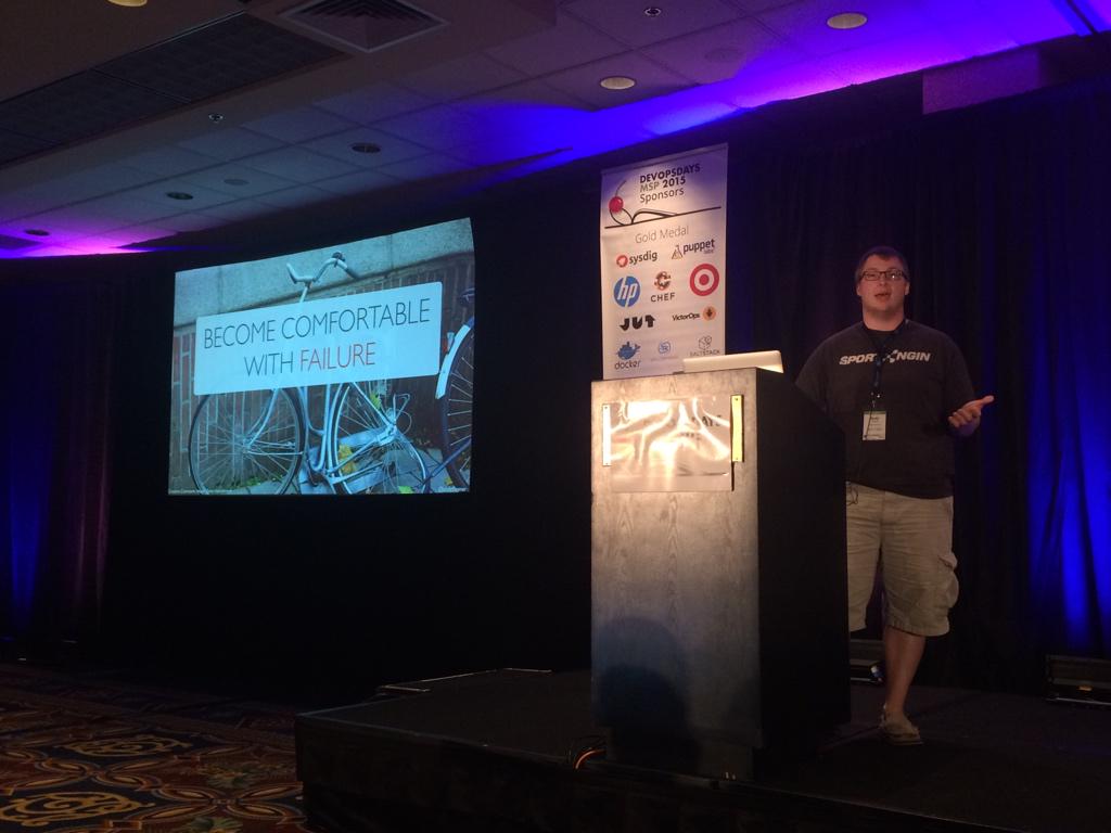bridgetkromhout's tweet photo. “Every failure is an opportunity to learn.” @andyfleener talking about Dekker &amp; complex systems. #devopsdays http://t.co/QTKGyqIn0z