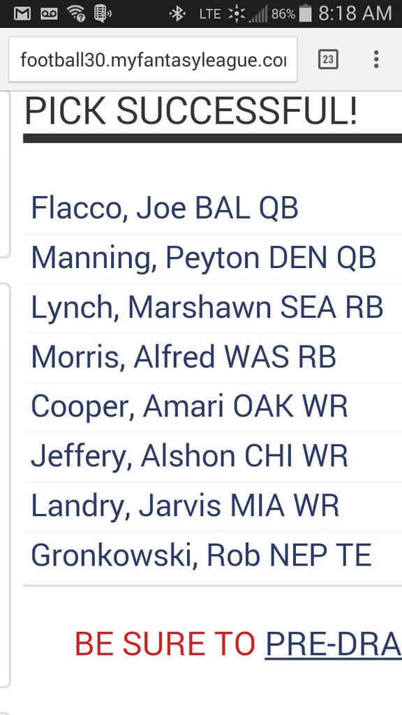 RLKania80's tweet photo. #SFBDM Through 8 rounds here is my roster. http://t.co/C8N7Xjghps