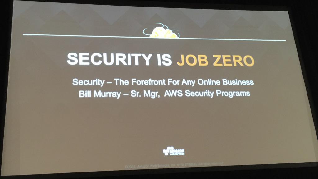 AWSonAir's tweet image. &quot;Security is job zero&quot; with Bill Murray. #AWSSummits
