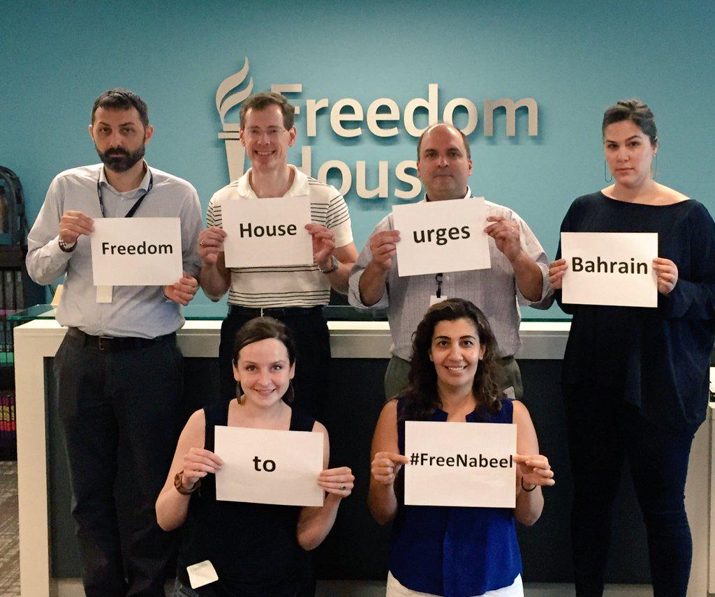 Freedom House demands the release of Nabeel Rajab, a peaceful #humanrights activist jailed in Bahrain. #FreeNabeel