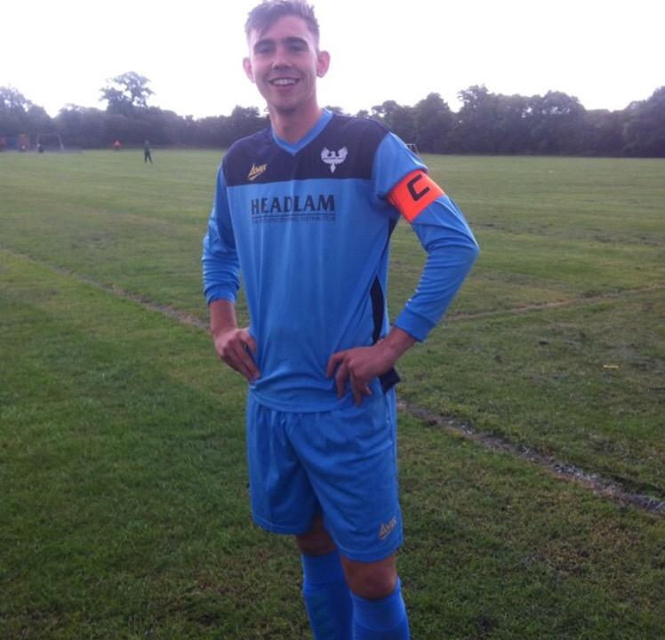jrasmussenmusic's tweet photo. @RyanGillham10 @aycliffetownfc look at our kit here. @ryancoles89 modelling the #NCFC strip. #captainsmurf #smurfutd http://t.co/K7GoylC7Kx