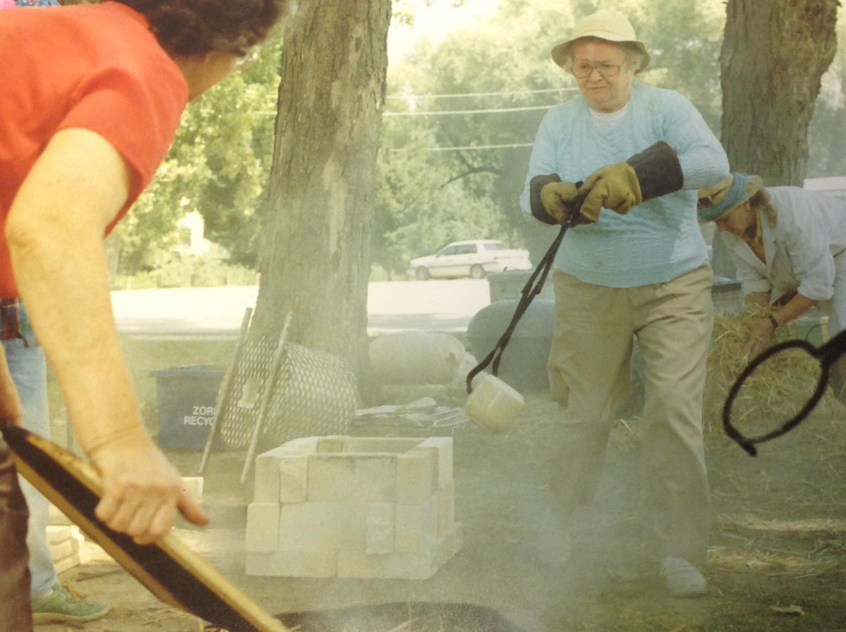 _icac's tweet photo. Remembering potters Edith Pierce and Shirley Lovell. Today the ICAC potters are having a raku pottery firing. http://t.co/9qTuYnDVmd