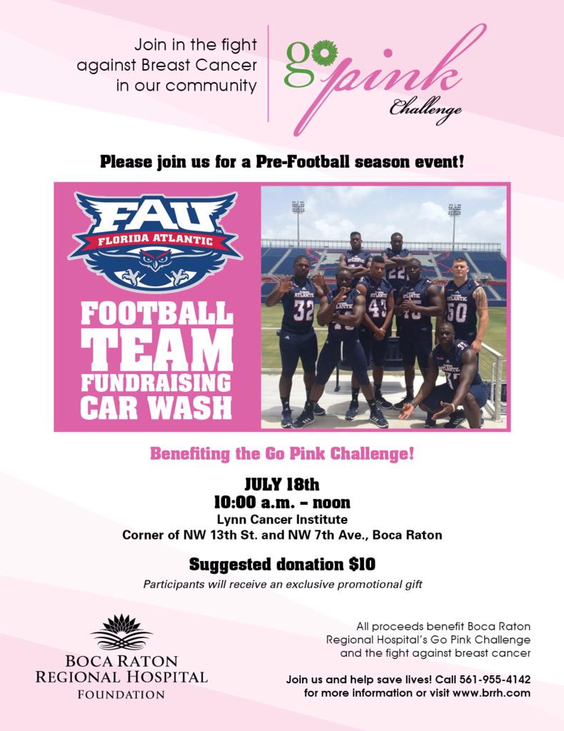CoachRoc's tweet photo. Car wash tomorrow! Come out and see us. 10 am- Noon Lynn Cancer Institute. Great cause! #BeatCancer #GoPink http://t.co/bRUs9zZ2U7