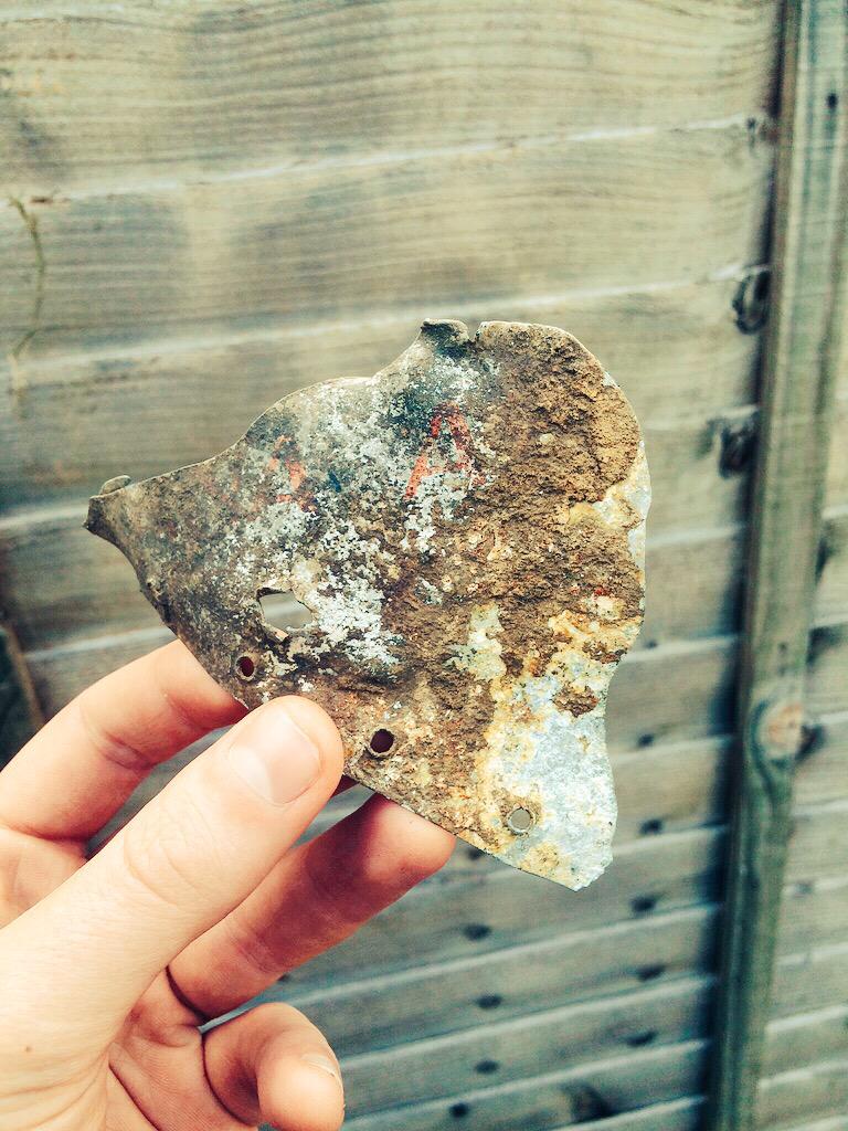 Single piece of Mission Mistress which crashed on takeoff Jan 6th 1945, 5 of the crew were killed. Note the letters