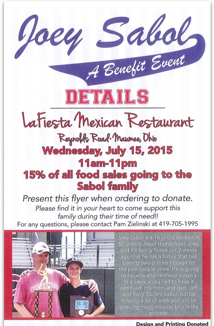 One of our SJJ baseball players, Joey Sabol, has major surgery coming. Hope people can help out a great kid!