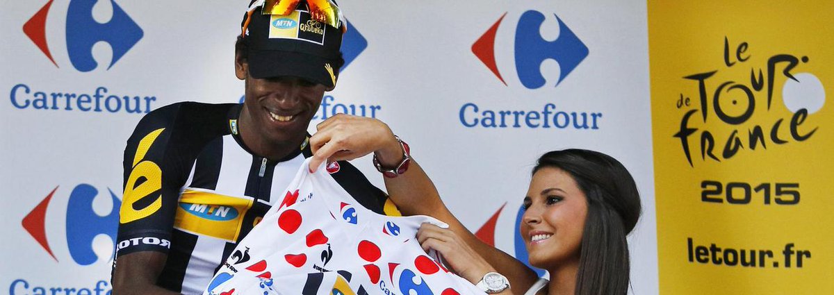 volkskrant's tweet photo. Tourblog - Feest om eerste Afrikaanse bolletjestrui ooit #TDF http://t.co/7fhr2bybLW http://t.co/8O3XgQAHrL