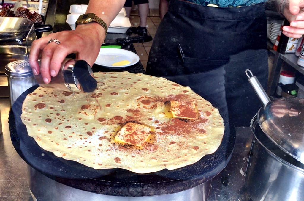 EricWearsTweed's tweet photo. @PelsofStIves Amazing #cinnamon #crepe being prepared! Hey, "L"...how went the biathlon?? Stick with the savoury :-) http://t.co/awGl6xFeou