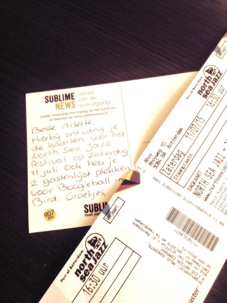 #Vakantie kan straks super goed beginnen dankzij @SublimeFM #northseajazz Echt heeeeel erg gaaf! Bedankt!
