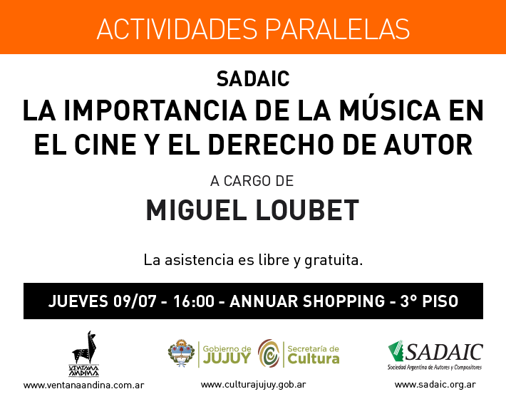 A las 16:00hrs en #VentanaAndina la disertación de <a href="/Sadaic_Oficial/">Sadaic</a> a cargo de Miguel Loubet