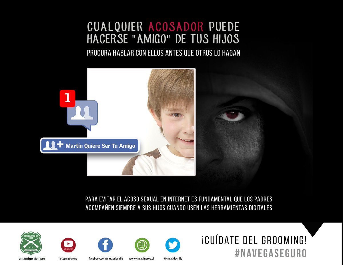 Carabdechile's tweet photo. Como padres, asegúrense que sus hijos menores no naveguen solos por internet. Cuidar a los niños es cuidar el futuro https://t.co/7tmxMtlcEx