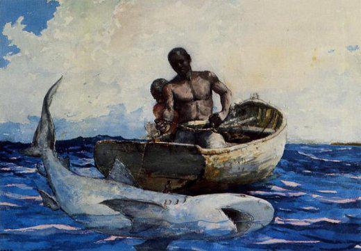 lightsontampa's tweet photo. Am Artist Winslow Homer painted "Gulf Stream" in 1899. He spent many winters in Florida including #Tampa. #sharkweek http://t.co/1d6VIehMHy