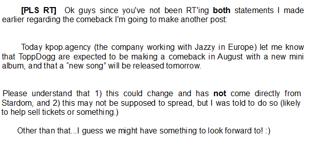 ToppDoggEU's tweet photo. [PLS RT] Regarding the rumored comeback: http://t.co/hgq4wfreIq