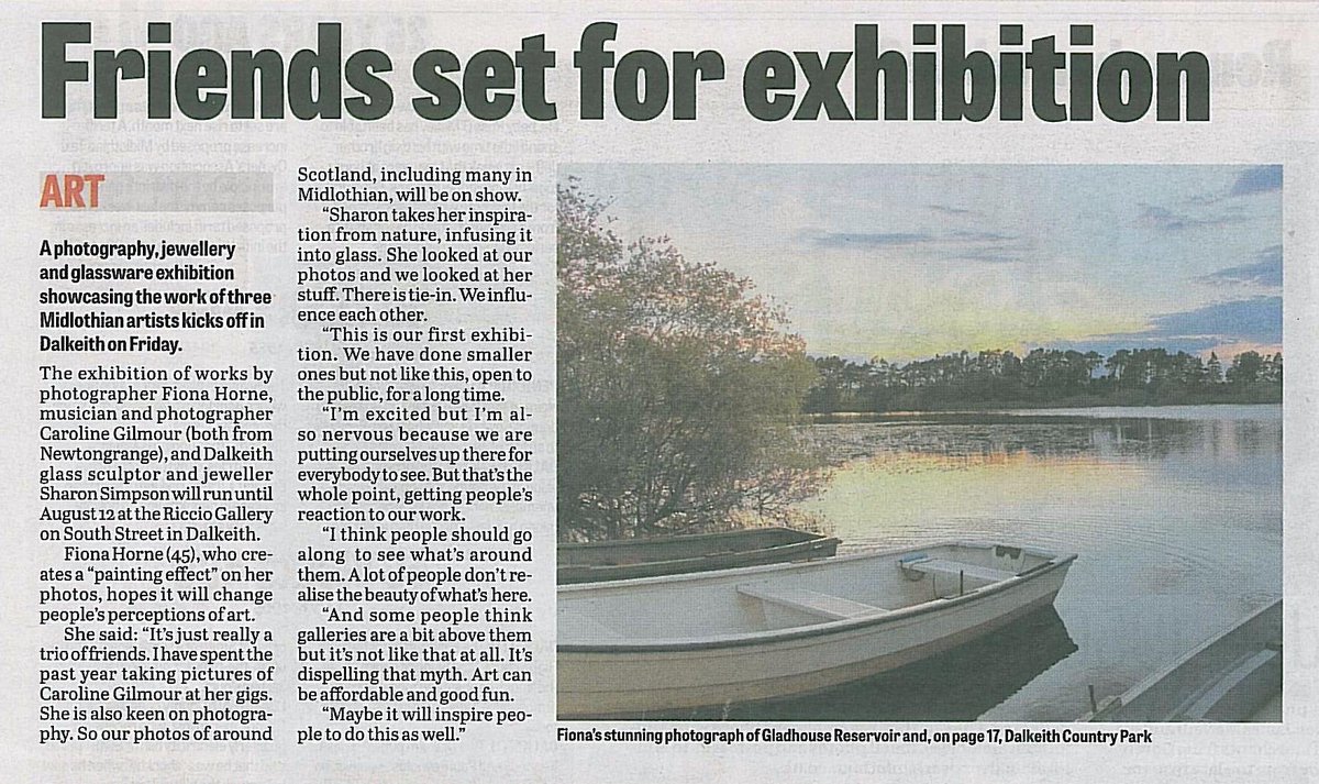 Great mention from <a href="/Mid_Advertiser/">MidlothianAdvertiser</a> about our upcoming exhibition <a href="/RiccioGallery/">Riccio Gallery</a> with @CGilmourMusic  Runs till 12 Aug