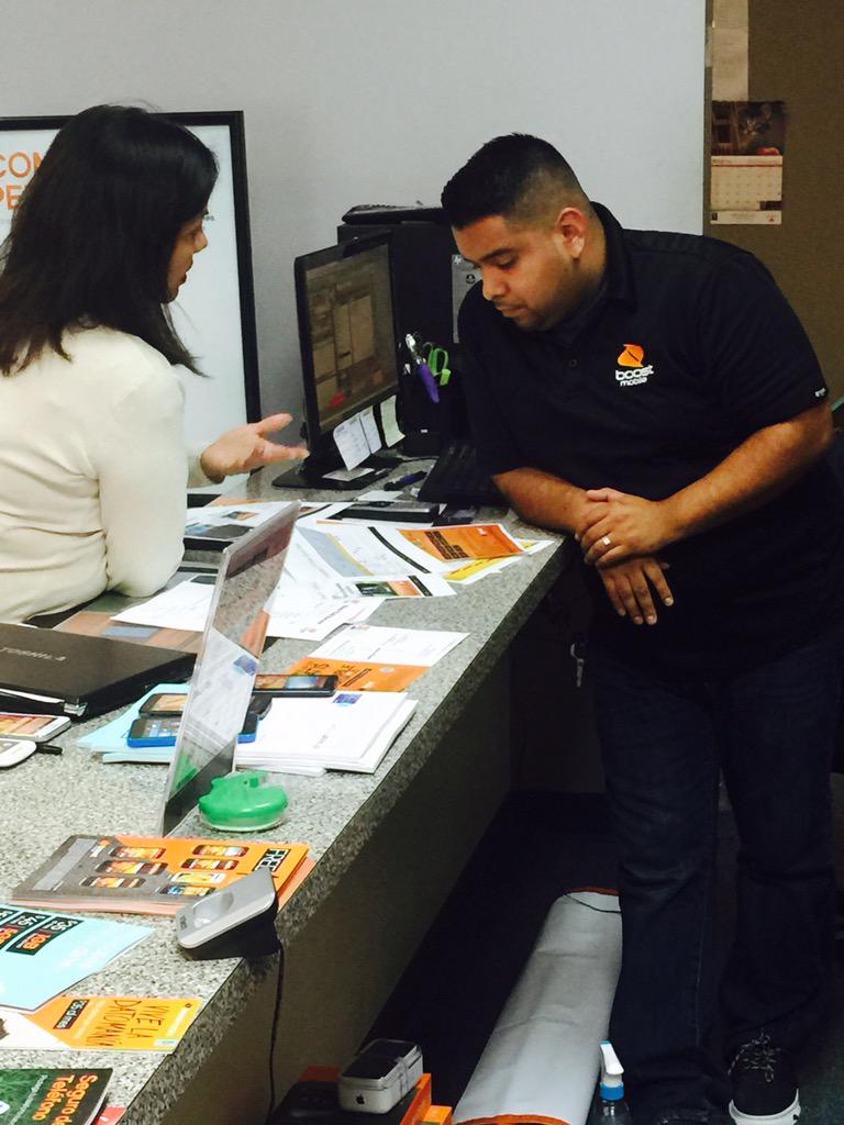 EdSmithSPG's tweet photo. @Wirelessmarci talking to PBR partner Marcos about Boost TV and how to leverage it to drive more sales! Love it!! http://t.co/bIOh5mpW00