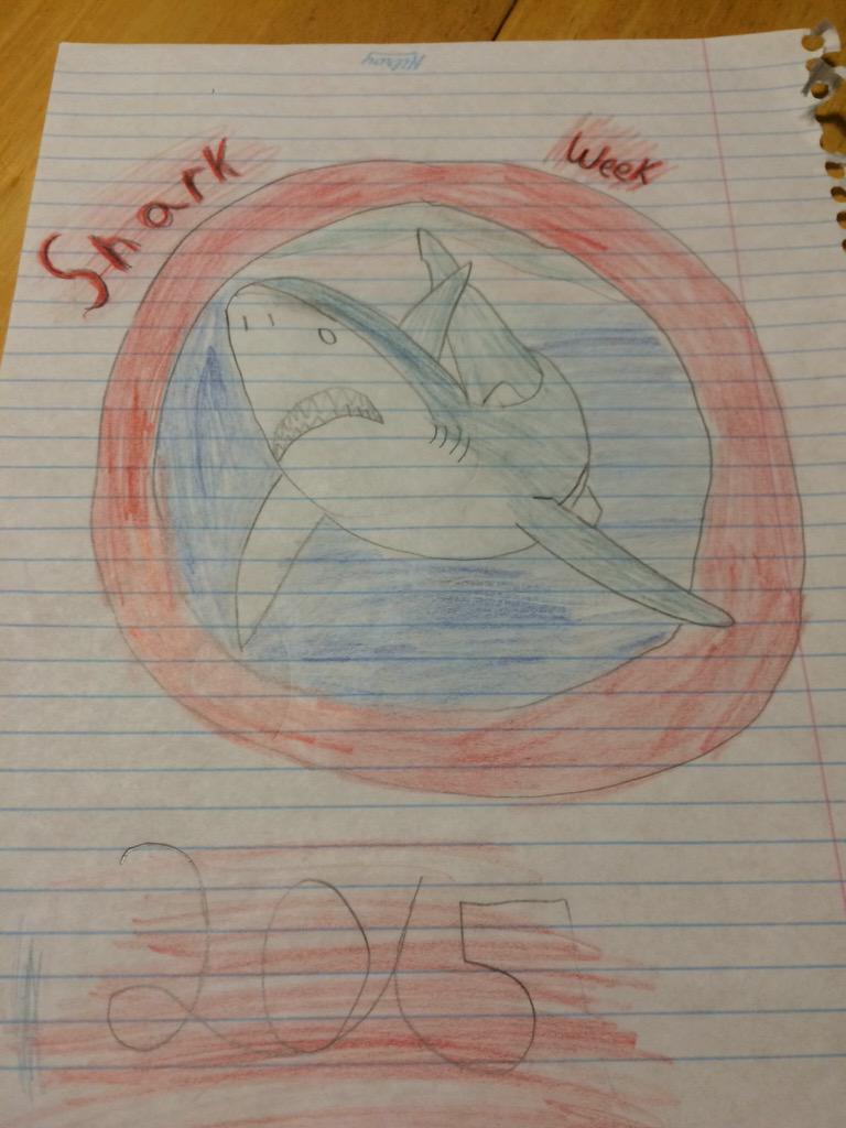 TrishWilliams3's tweet photo. @SharkWeek here's a pic my 10 yr old did for this week #Sharkweek2015 #DiscoveryChannel http://t.co/4zHsdXDIGH