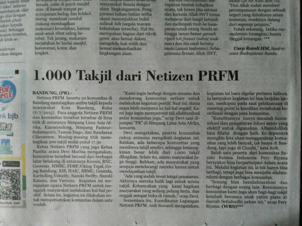 Pagi swift users, report acara tajil akbar 8 juli telah dimuat &amp; 12 juli nanti kita akan on air d <a href="/PRFMnews/">Radio PRFM</a>