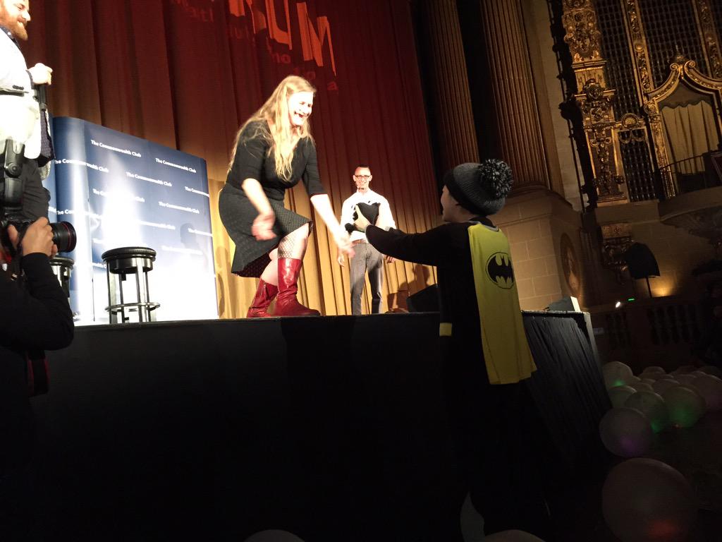 INFORUMsf's tweet photo. .@chuckpalahniuk and @LidiaYuknavitch handing out prizes to the audience! #mayhemsf http://t.co/uzejZlgV8J