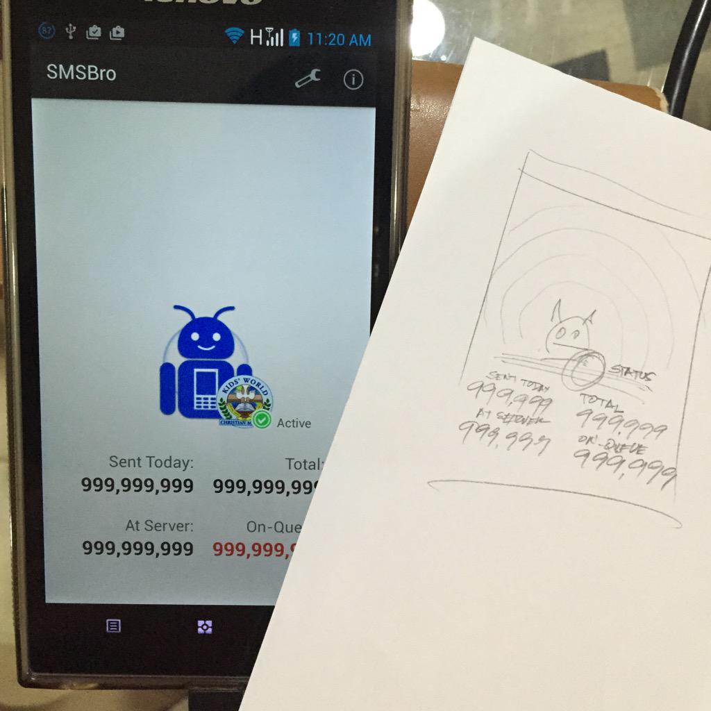 MikeMaske's tweet image. Playing around with a new project in Android. Meet SMS Brobot, the SMS droid #QuickCampus #walangpasok #School2015