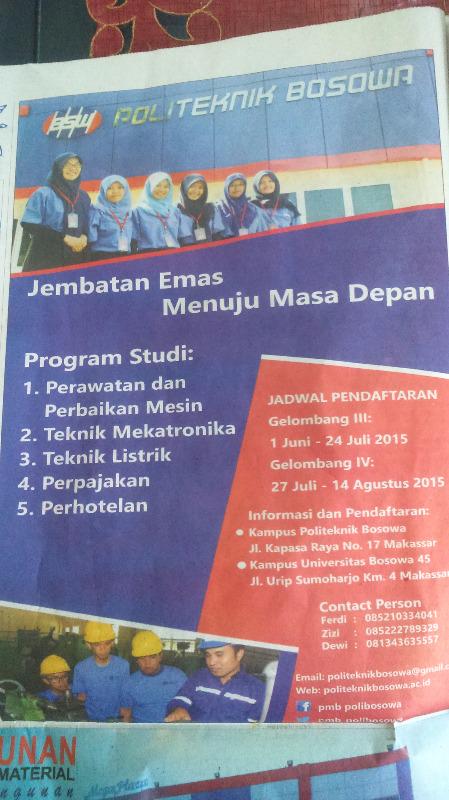 smtimks_pr's tweet photo. Pendaftaran Poltek Bosowa. Yg berminat silakan di eksekusi 😀 http://t.co/JjLZKef23D