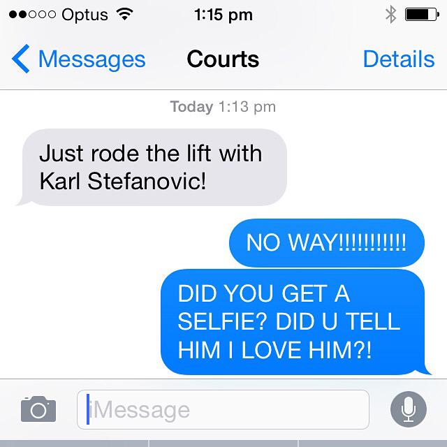 KennyStaite's tweet photo. When your sister rides the lift with @karlstefanovic and you don't over react at all.... 😁 http://t.co/VW1wyLqra1