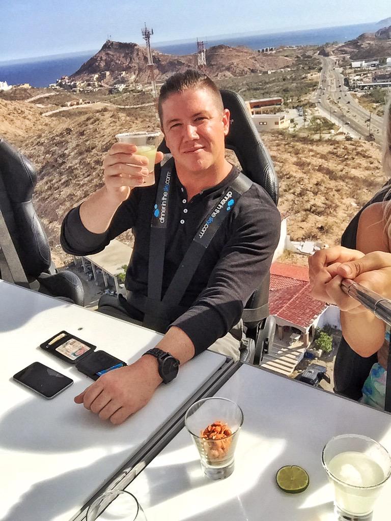 marleydwilliams's tweet photo. Craned 150 feet up in the air at Bar in the Sky! Cheers to Mexico and the great times I had in Cabo w/the #vibetribe http://t.co/kqGHvenDcf