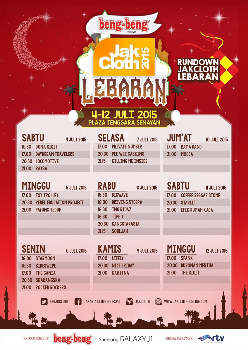 Simak <a href="/efekrumahkaca/">efekrumahkaca</a> Sabtu 11 Juli jam 21.00 #jakclothlebaran 2015 <a href="/JakCloth/">JakCloth</a> | Plaza Tenggara Senayan