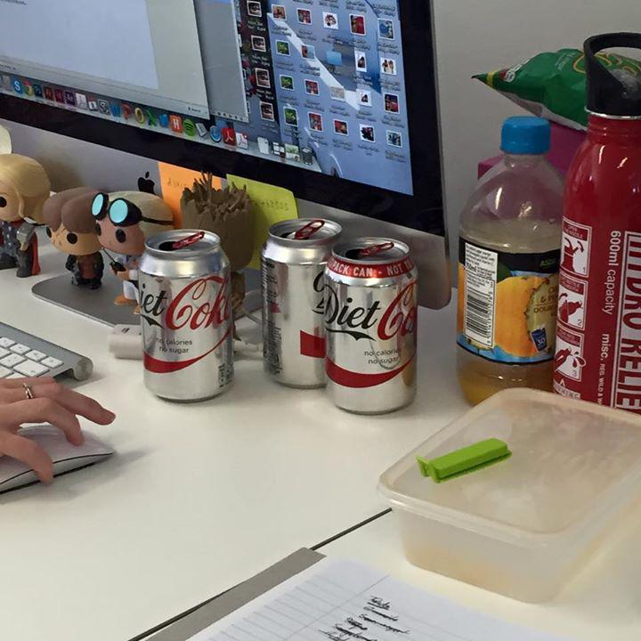 mycleveragency's tweet photo. We think one of our senior designers might have a serious (Diet) coke problem! http://t.co/6NdRFNIne1