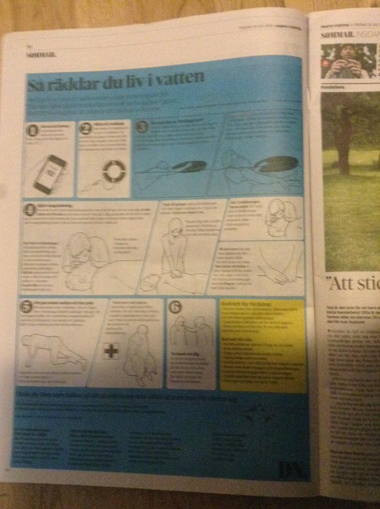 NrdPreparedness's tweet photo. Vackert DN! Helsida om #HLR och #Drunkning ping @SvLivraddning @sjoraddning @dagensnyheter finns den digitalt? http://t.co/sKgsS8BlVq