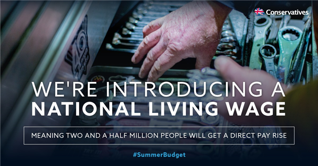 The <a href="/Conservatives/">Conservatives</a>' #SummerBudget is introducing a National Living Wage. Find out more: betterfutu.re/1ft4jjC