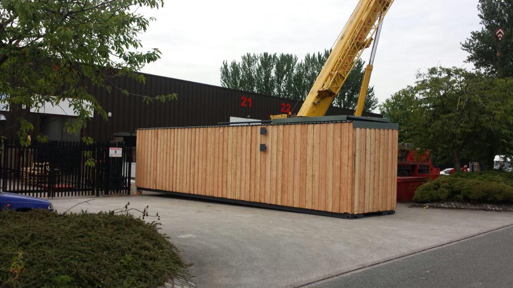 AbleModular's tweet image. Our Biomass boiler house with sliding roof. Cladded outside so it blends in with nature #modular #ShippingContainers