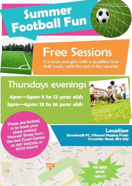 Great summer football session with <a href="/MendipBroadwalk/">Mendip Broadwalk FC</a> last night. Girls we need you! Thursday 4pm&amp;5pm Filwood Fields