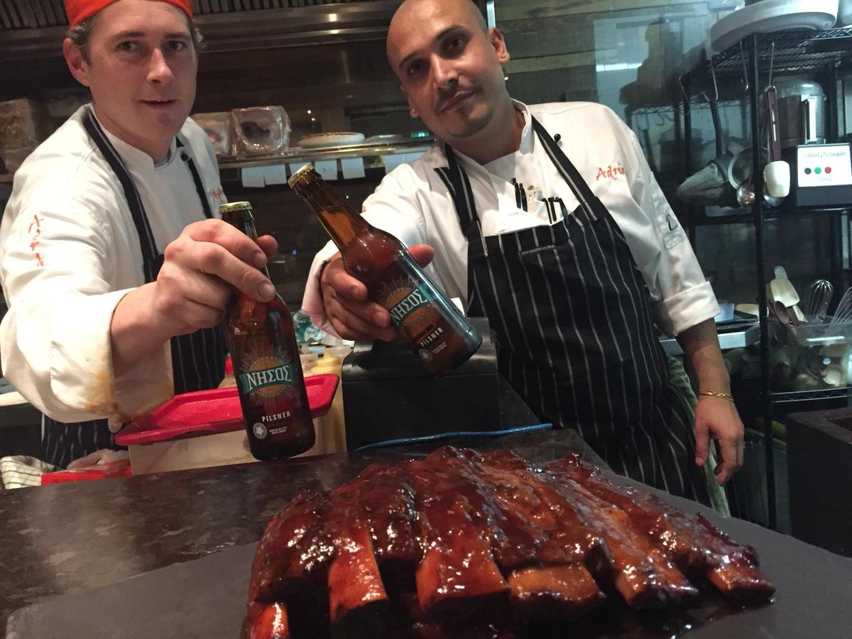 Adria Bar and Restaurant Chefs <a href="/NicksGroup_/">Nick's Group</a> Bit too Early boys with the @nissoscraftbeer_ #beerandribs #nissosbeer
