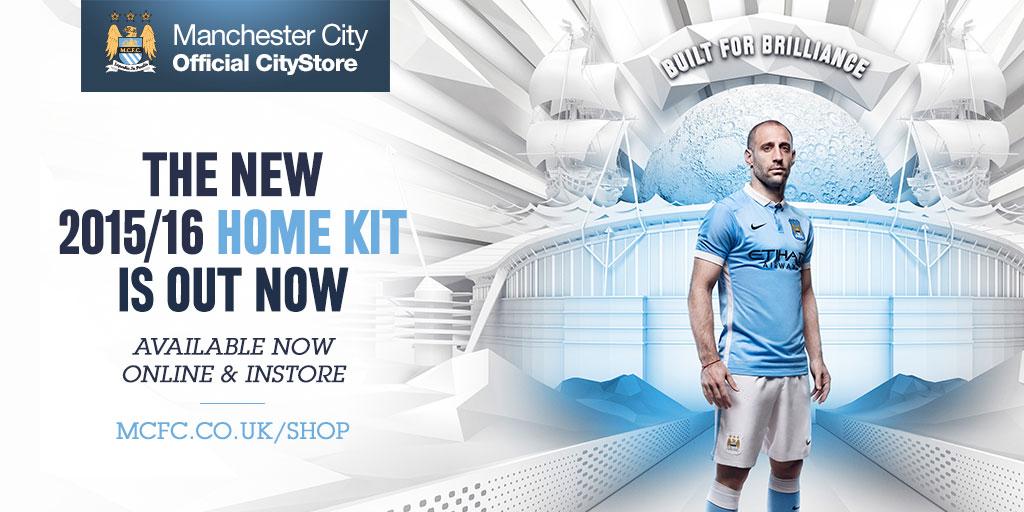 ManCity's tweet photo. The new #MCFC 2015/2016 Home Kit is out now!

Buy yours today: http://t.co/eFKa22NIqe http://t.co/GH94JwGtc9