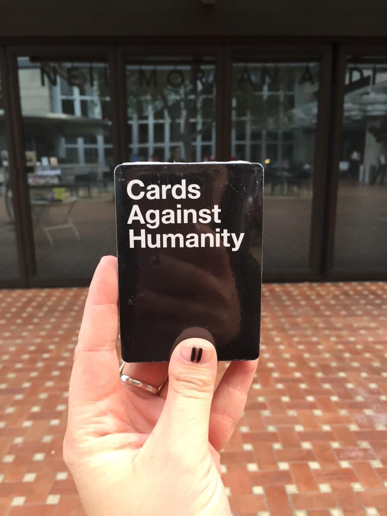 lizgiorgi's tweet photo. If you missed out on our #sdcc Cards Against Humanity boosters from @wattpad at #GeeksGoGlam, I feel sad for you. http://t.co/nwP3Uhirl4