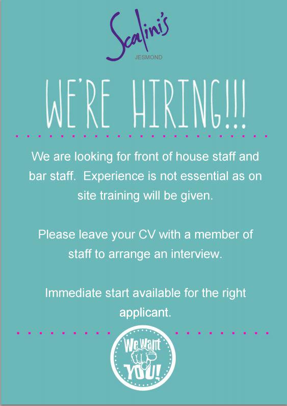 scalinisjesmond's tweet photo. WE ARE HIRING! #NCLJobs @NCLJobs_ #northeastjobs http://t.co/jIm4ucqa1k
