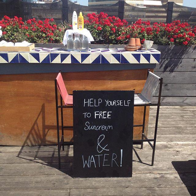 rooftopcafeldn's tweet photo. Safety first sun seekers. 🌞☀️ 🍴🍷🍹💦💦💦💦 #rooftopcafe #londonbridge http://t.co/O6OXzNEvds