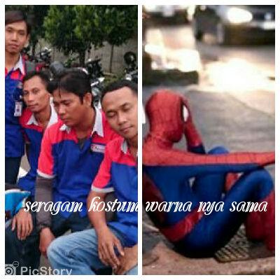 Ternyata seragam driver indomaret sama kaya kostum spiderman,,,sungguh tidak terduga