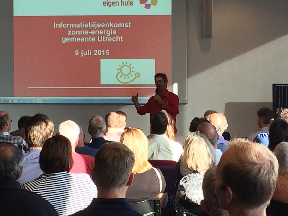Volle zalen bij voorlichtingsavond zonne energie in Utrecht. In september weer?