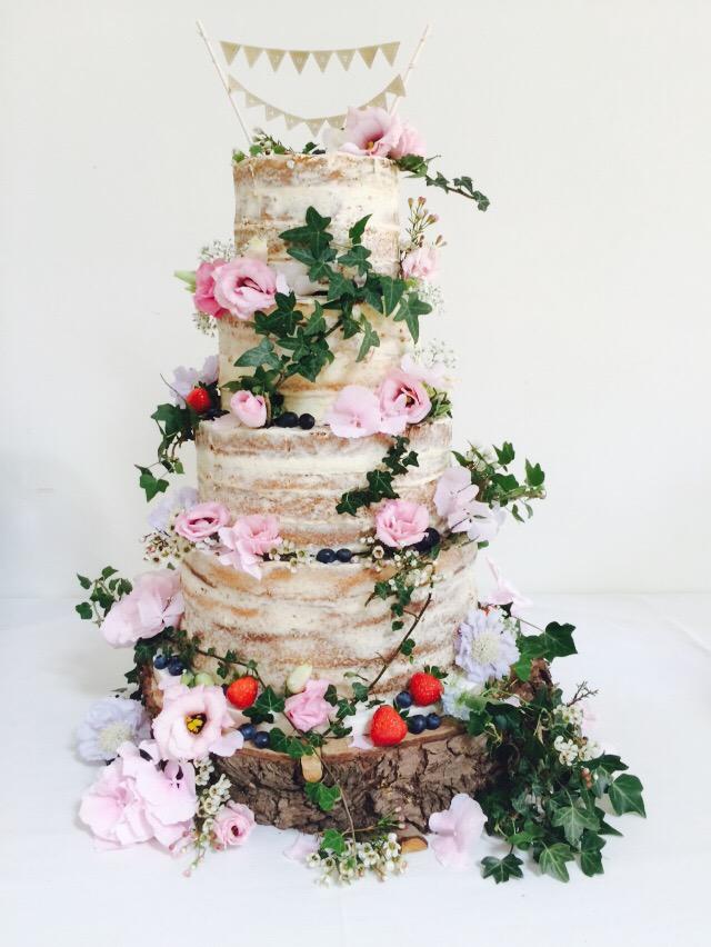 #naked cake #cakesbysophiepage #wedding cake #fresh flowers #fruitandflowers