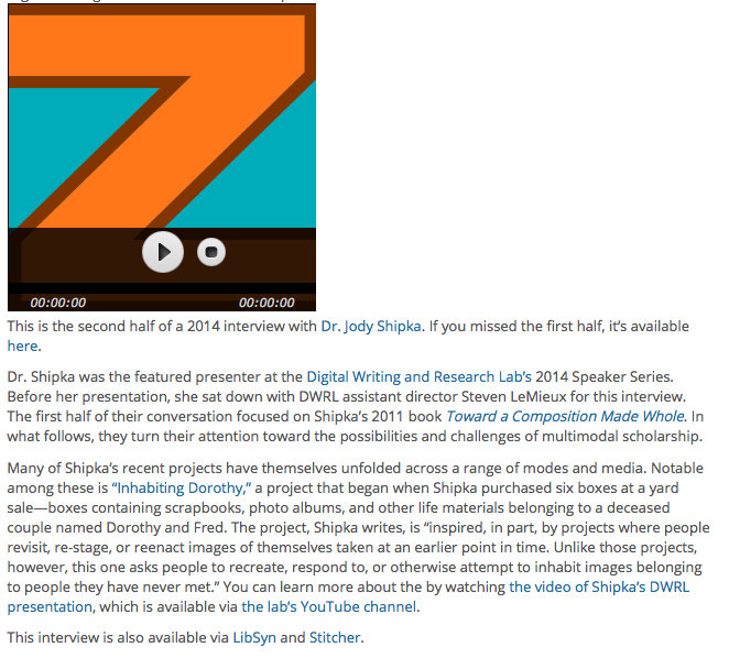 ZeugmaPodcast's tweet photo. Now available: the 2nd half of @stevenjlemieux's 2014 @DWRL interview with @remediatethis! http://t.co/khEoV6vG2R http://t.co/kD0tOQoRKp