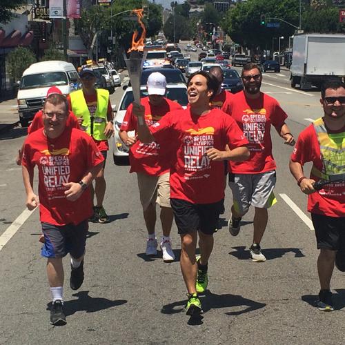Shout out to our pal <a href="/ApoloOhno/">Apolo Anton Ohno</a> and #unifiedrelay co-captain <a href="/SOTeamCorey/">Central Route</a> for helping #passtheflame in LA today!