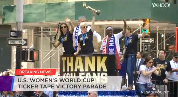 YahooSports's tweet photo. Live: The #USWNTParade for the World Cup champions in New York City. http://t.co/XuDxGcRAFf http://t.co/ojOLB8Z7xQ
