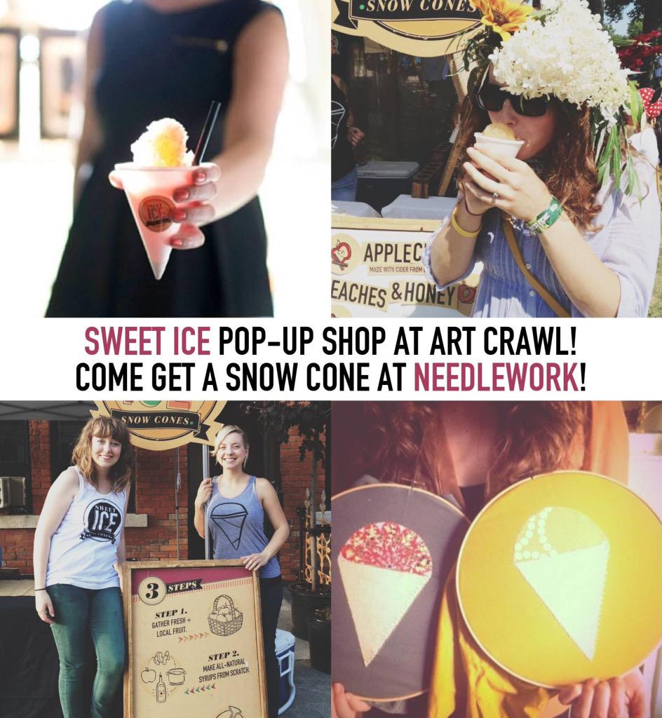 It's gonna be a hot one tonight! Come by #ArtCrawl and grab a snow cone at <a href="/iloveneedlework/">Liz and Kate</a>! #HamOnt
