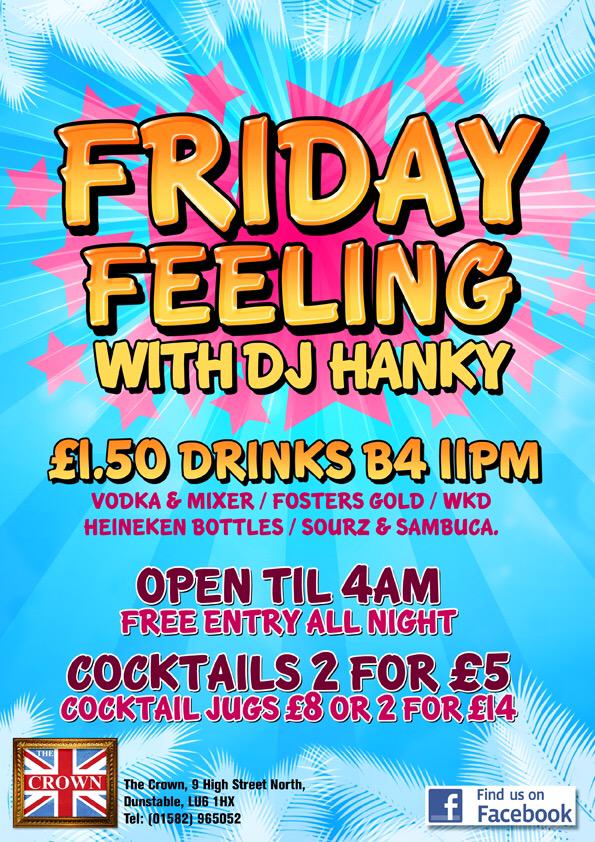Tonight DJ HANKY from 9pm! £1.50 Drinks TIL 11pm