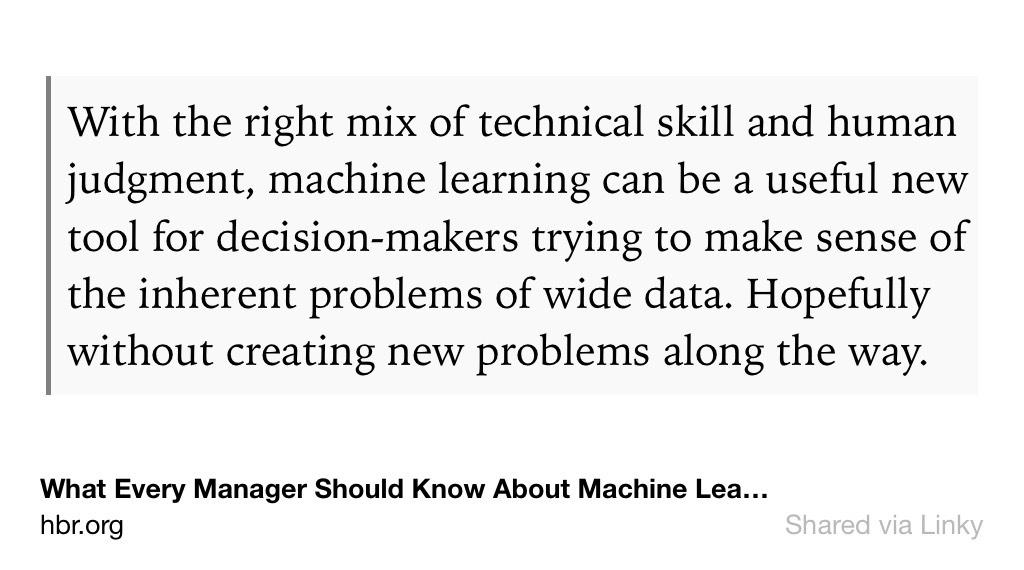 Micah Lanier (@lanier) on Twitter photo Minor quibbles aside, an excellent #MachineLearning overview for managers in <a href="/HarvardBiz/">Harvard Business Review</a>: hbr.org/2015/07/what-e… Minor quibbles aside, an excellent #MachineLearning overview for managers in <a href="/HarvardBiz/">Harvard Business Review</a>: hbr.org/2015/07/what-e…