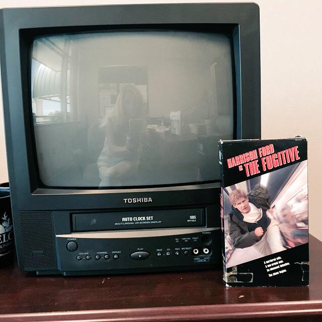 EveSamples's tweet image. My office TV has a VCR. So @falldeaf gave me this amazing office-warming present. #throwbacktechnology